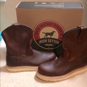 Red Wing Irish Setter brand steel toe work boots